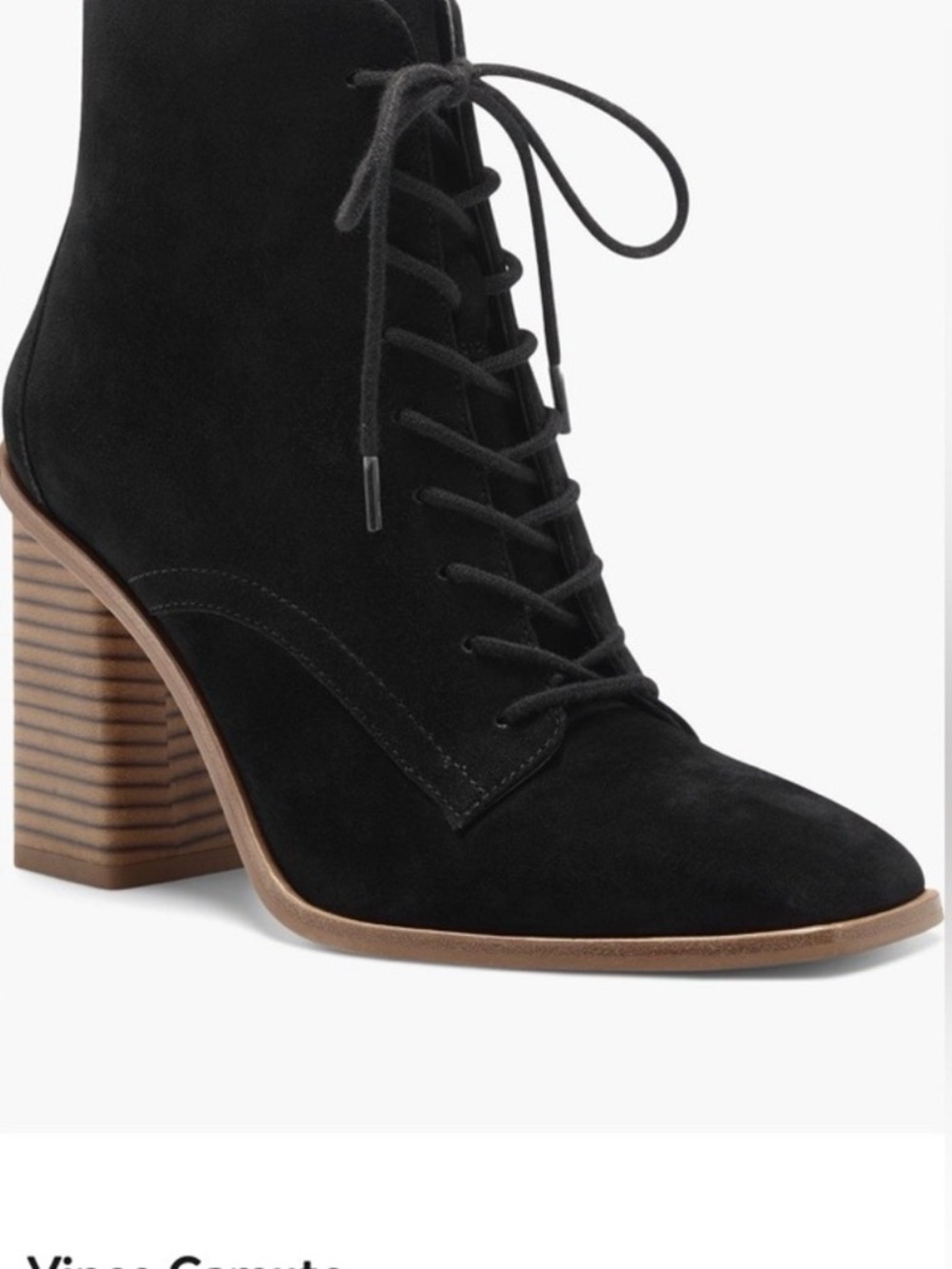 Vince Camuto Black Lace-Up Suede Ankle Boot with Block Heel NWT size 10